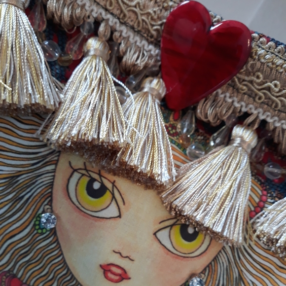 Handmade Artsy Boho Peace & Love Bag - Picture 2 of 9